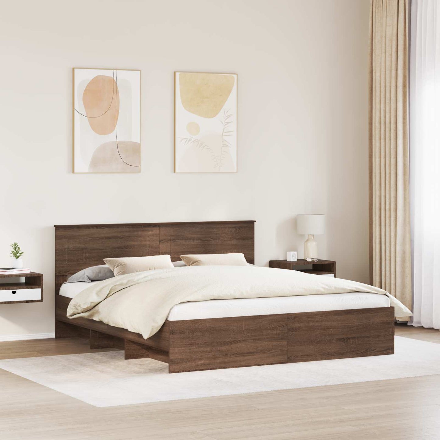 Struttura del letto con testiera Rovere Marrone 200 x 200 cm