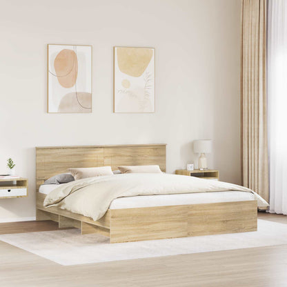 Struttura del letto con testiera Rovere Sonoma 180 x 200 cm