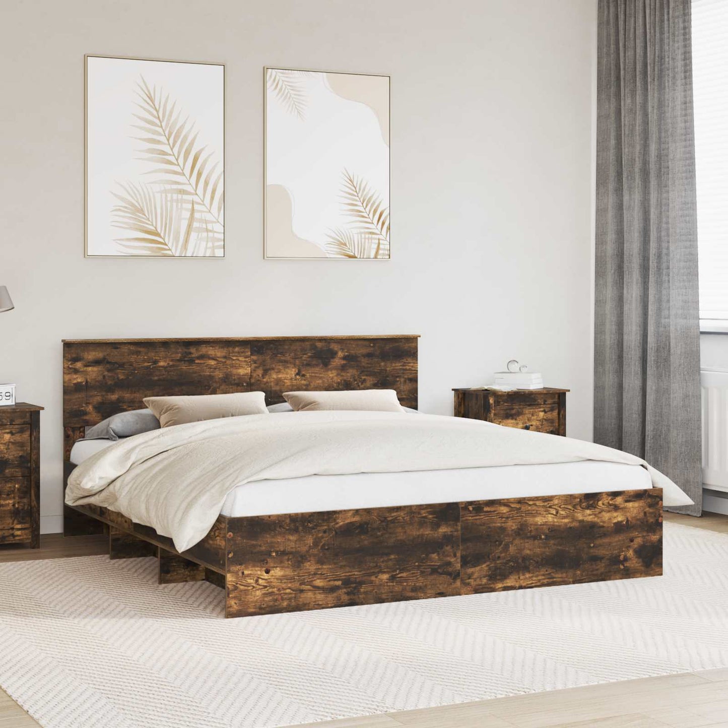 Struttura del letto Rovere fumÃ© 180 x 200 cm Legno multistrato