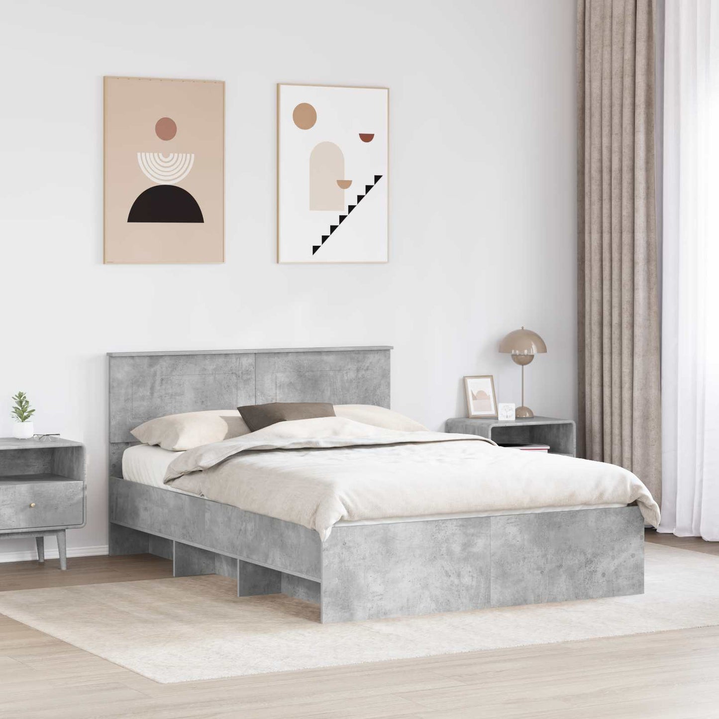 Struttura del letto con testiera Grigio cemento 160 x 200 cm