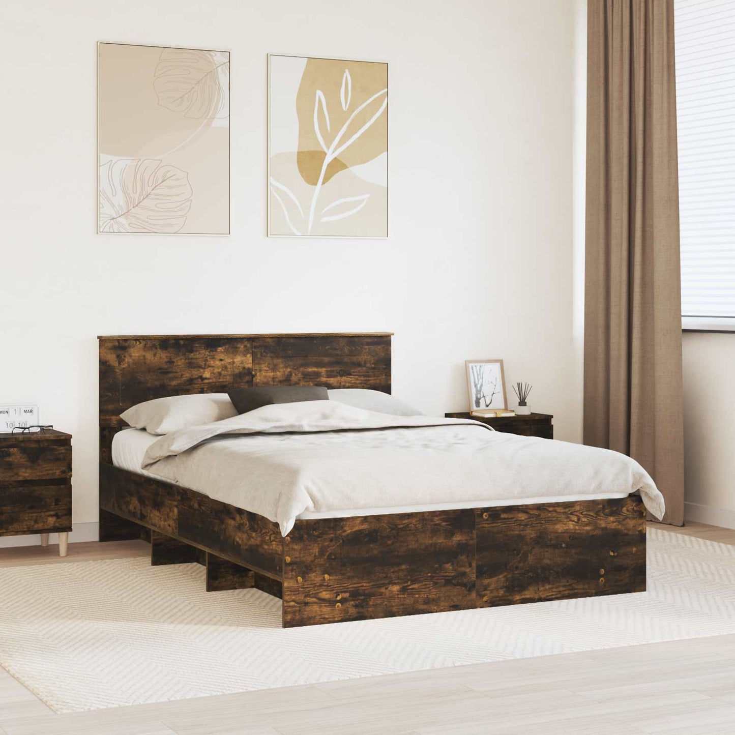 Struttura del letto Rovere fumÃ© 140 x 200 cm Legno multistrato