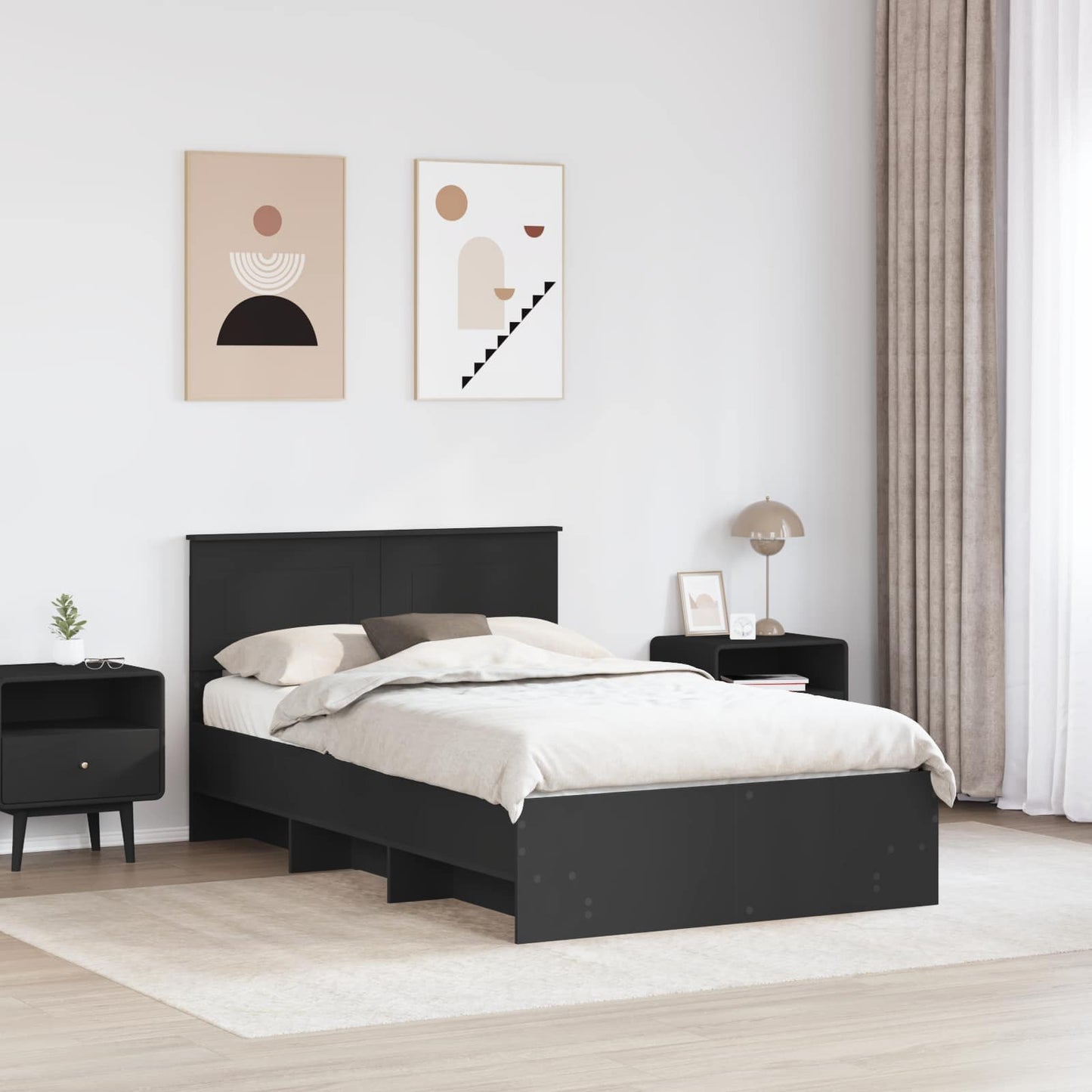 Struttura del letto Nero 137 x 203 cm Legno multistrato