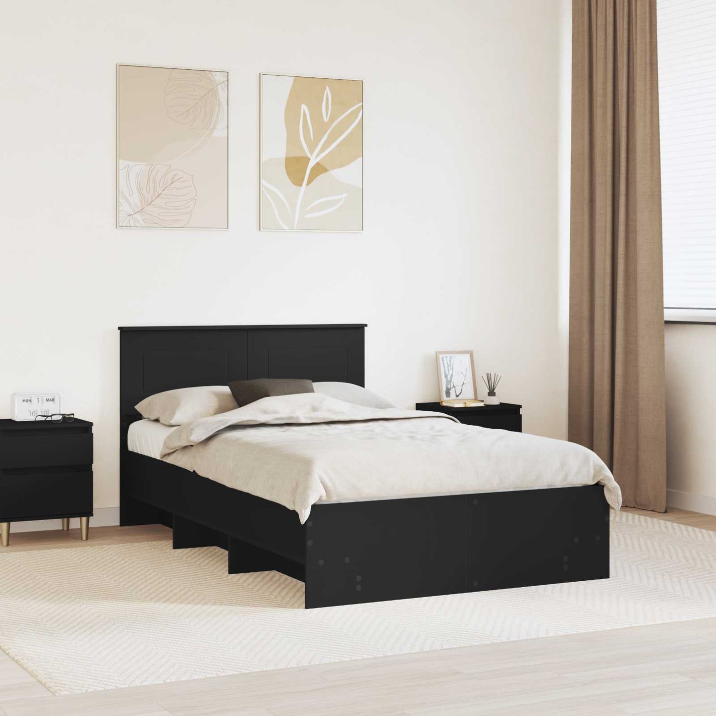 Struttura del letto Nero 120 x 123 cm Legno multistrato