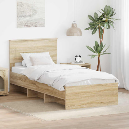 Struttura del letto con testiera Rovere Sonoma 120 x 123 cm