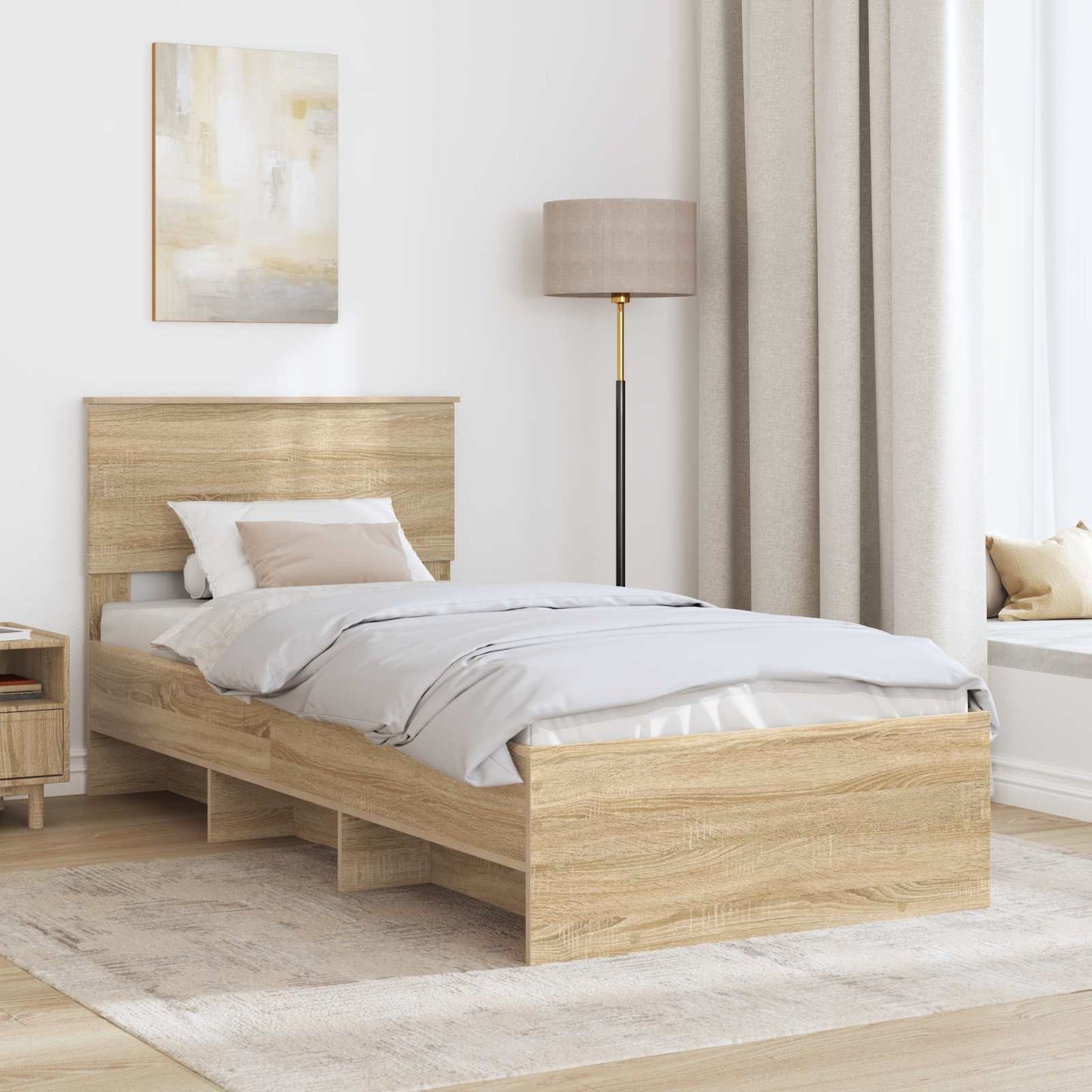 Struttura del letto con testiera Rovere Sonoma 120 x 123 cm