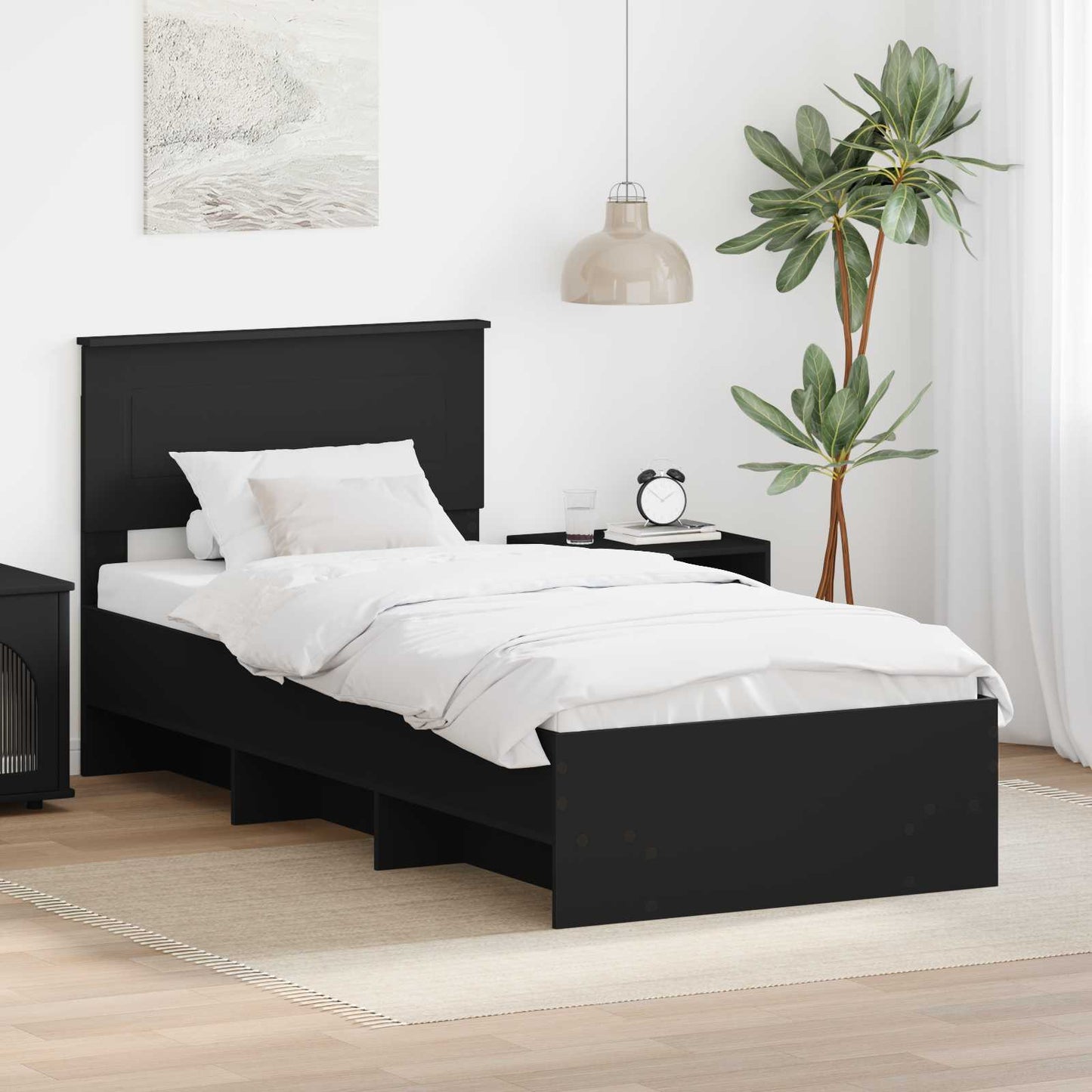 Struttura del letto Nero 90 x 200 cm Legno multistrato