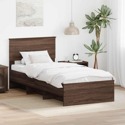 Struttura del letto con testiera Rovere Marrone 90 x 200 cm