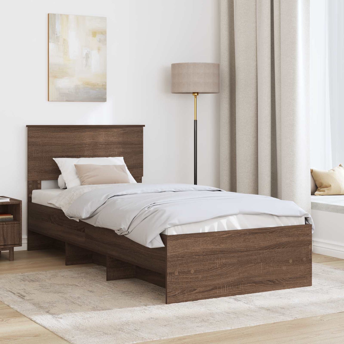 Struttura del letto con testiera Rovere Marrone 90 x 200 cm