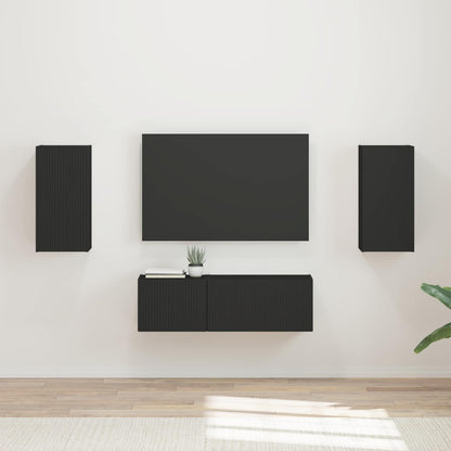 Set di Mobiletto da TV a Parete 4 pcs Nero Legno multistrato
