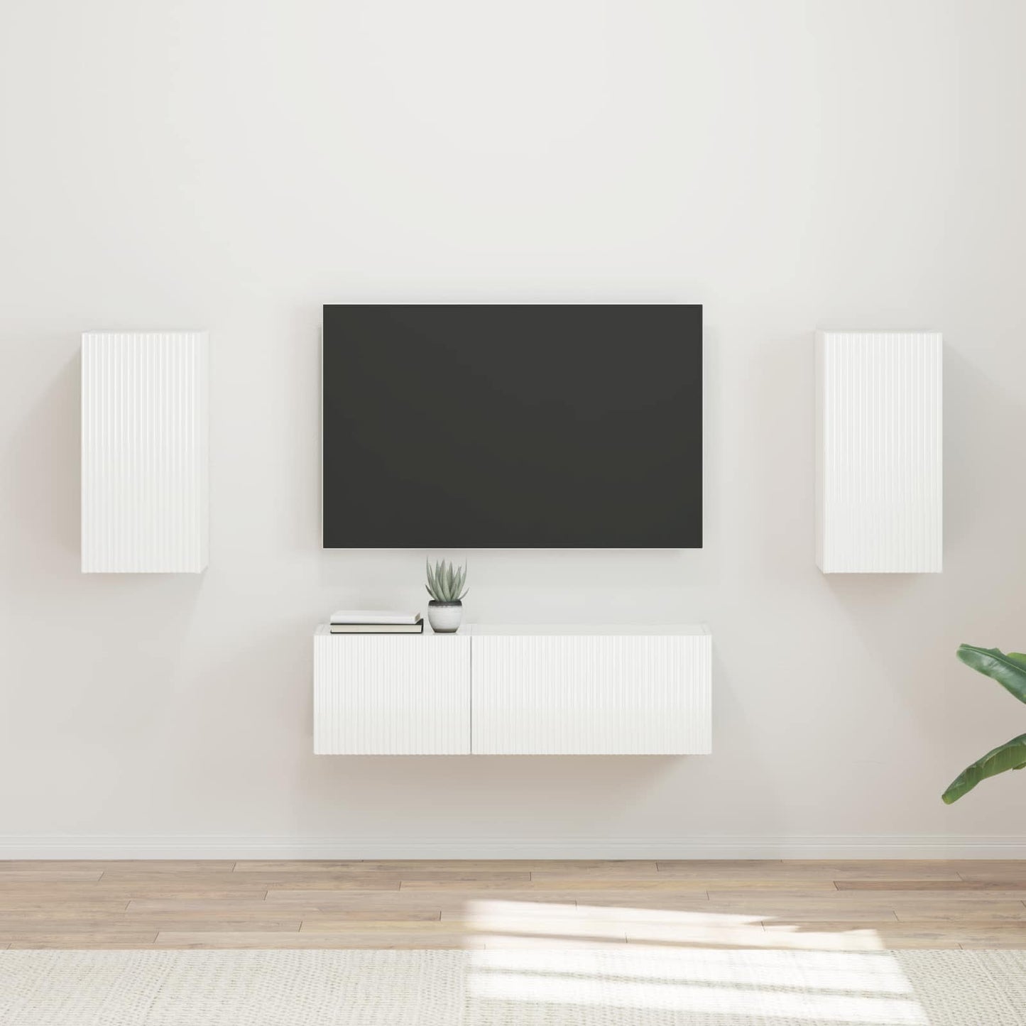 Set di Mobiletto da TV a Parete 4 pcs Bianco Lucido