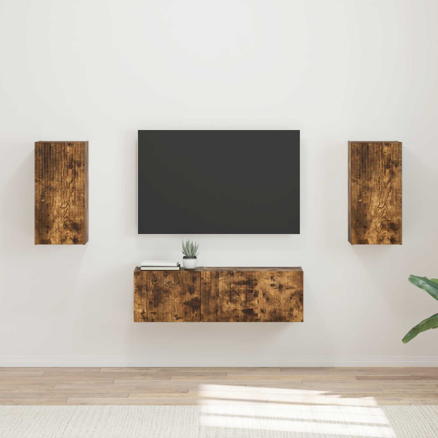 Set di Mobiletto da TV a Parete 4 pcs Rovere fumÃ©