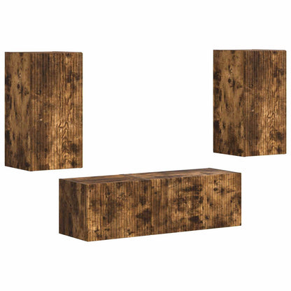 Set di Mobiletto da TV a Parete 4 pcs Rovere fumÃ©