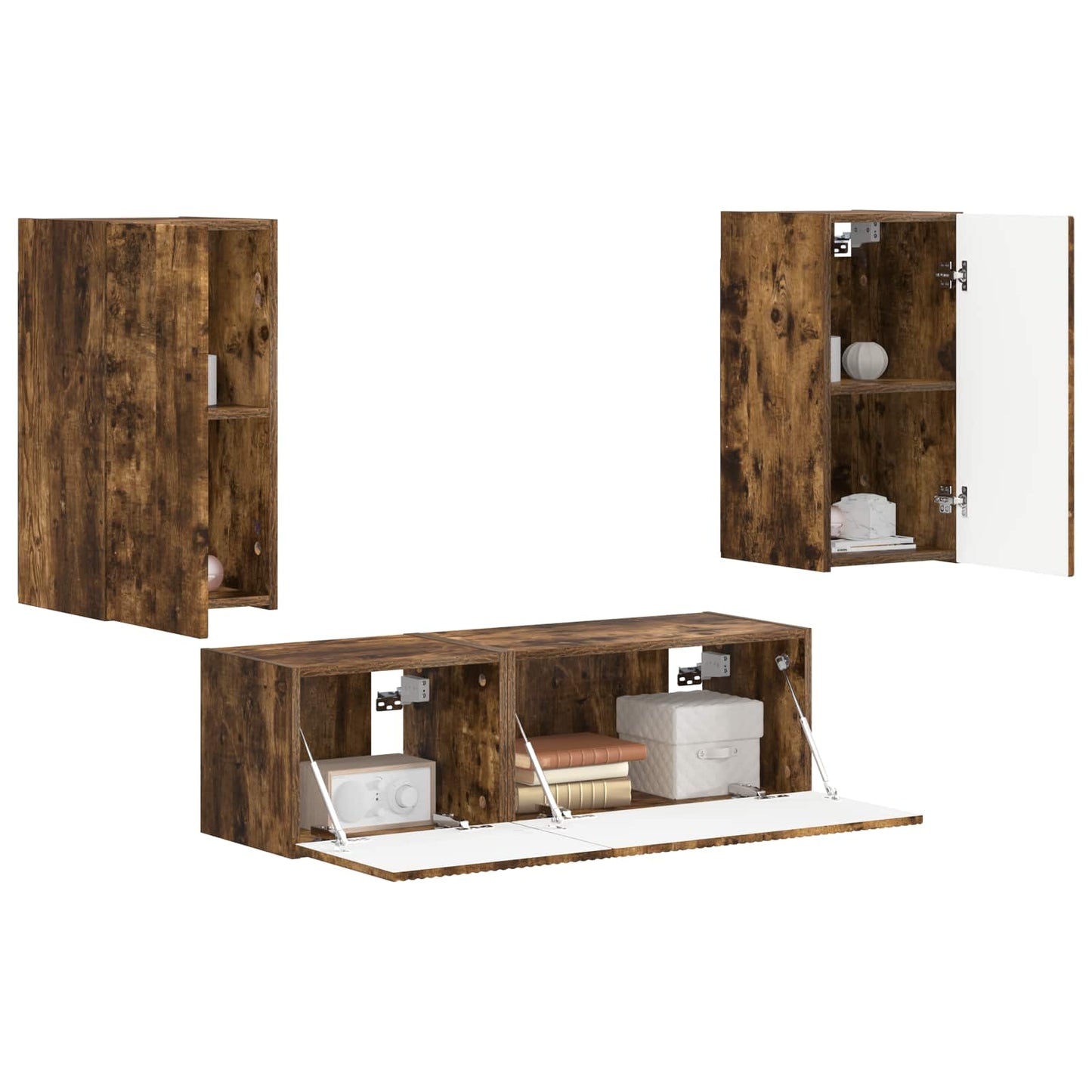 Set di Mobiletto da TV a Parete 4 pcs Rovere fumÃ©