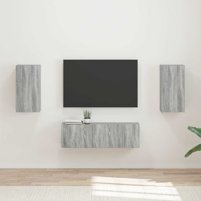 Set di Mobiletto da TV a Parete 4 pcs Grigio Sonoma