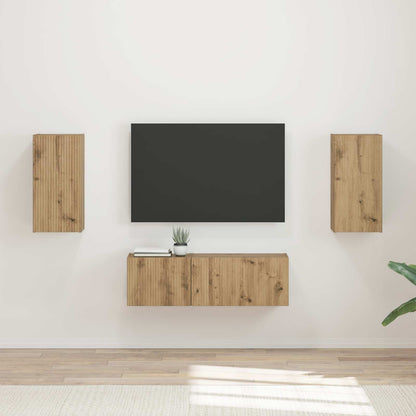 Set di Mobiletto da TV a Parete 4 pcs Rovere artigianale