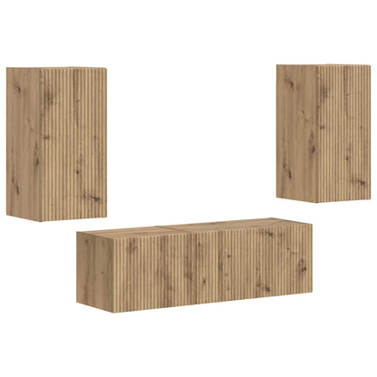 Set di Mobiletto da TV a Parete 4 pcs Rovere artigianale