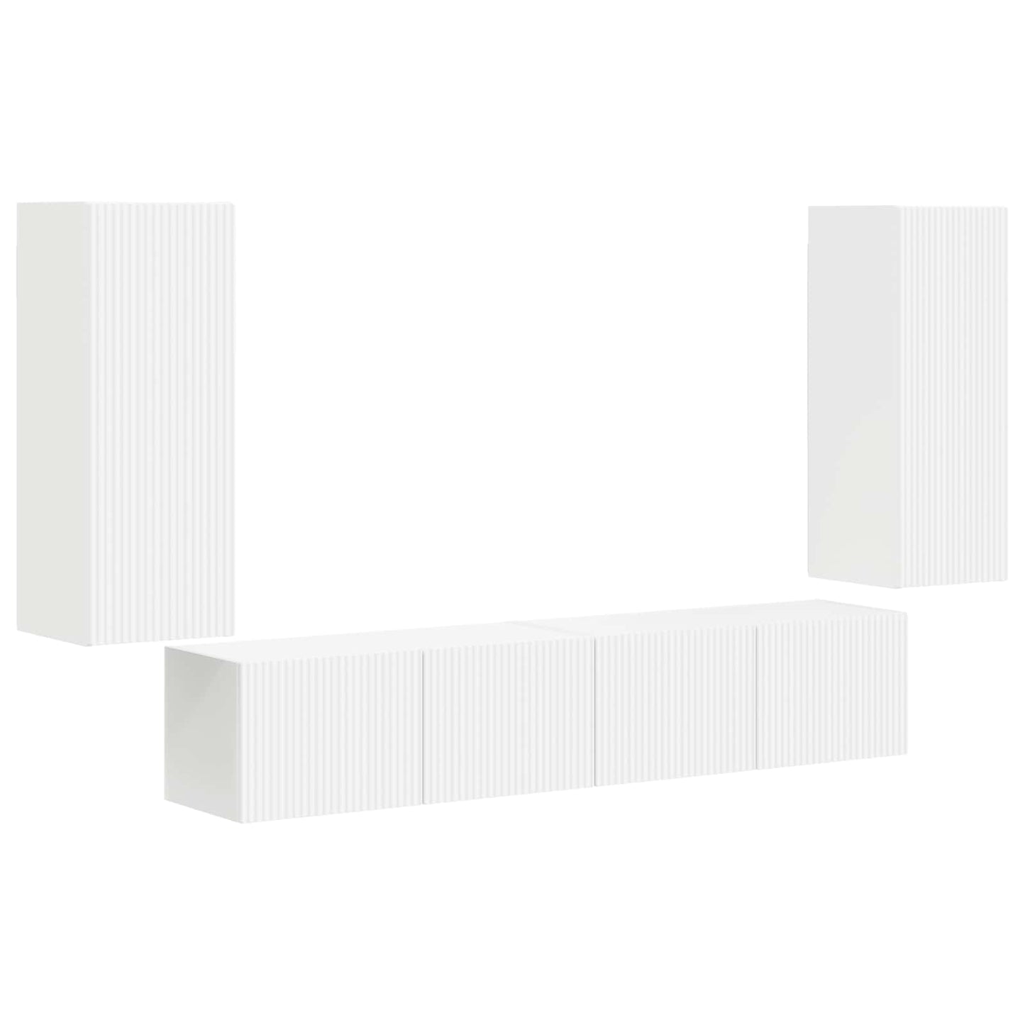 Set di Mobiletto da TV a Parete 4 pcs Bianco Legno multistrato