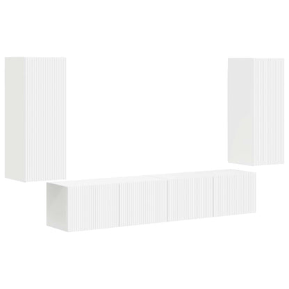Set di Mobiletto da TV a Parete 4 pcs Bianco Legno multistrato