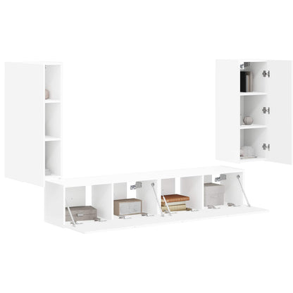 Set di Mobiletto da TV a Parete 4 pcs Bianco Legno multistrato