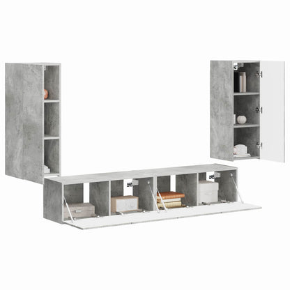 Set di Mobiletto da TV a Parete 4 pcs Grigio cemento
