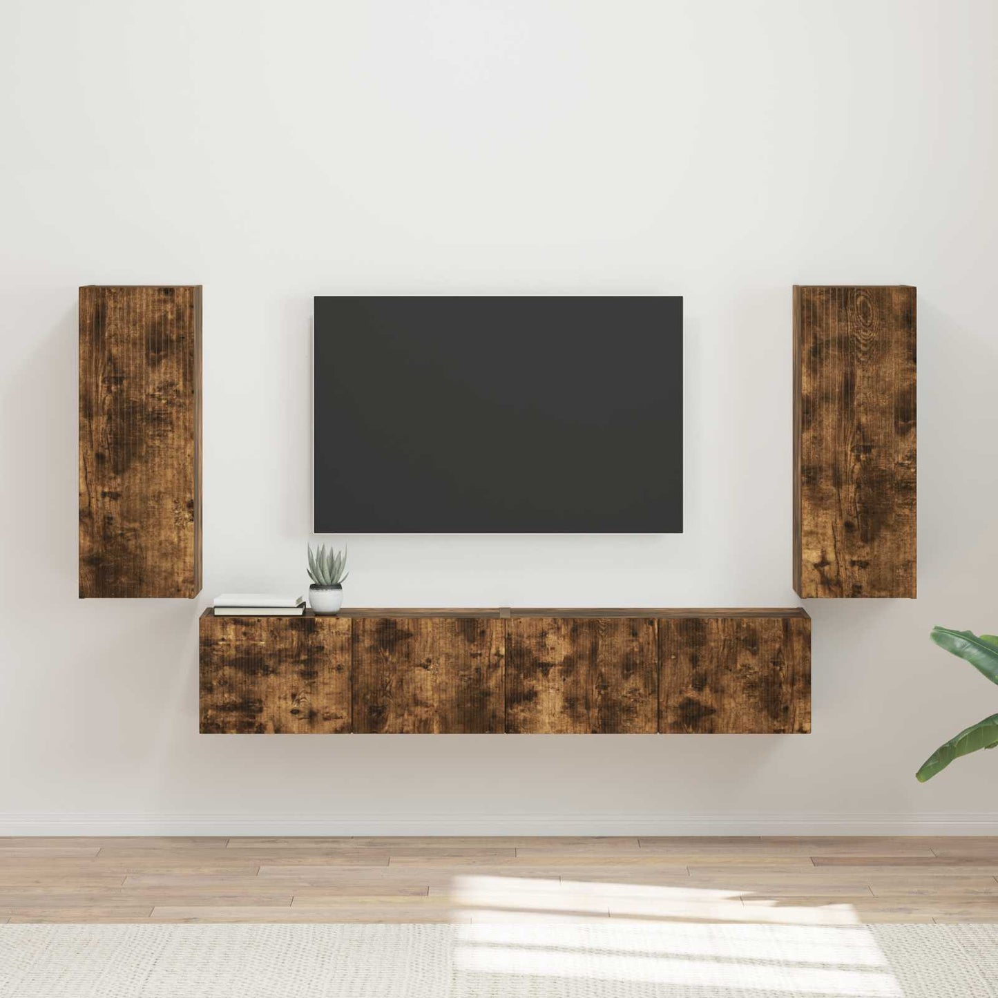 Set di Mobiletto da TV a Parete 4 pcs Rovere fumÃ©