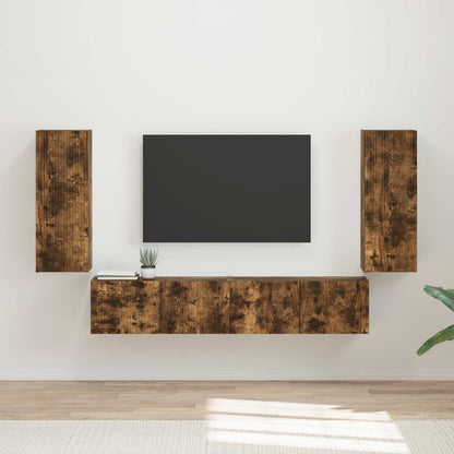 Set di Mobiletto da TV a Parete 4 pcs Rovere fumÃ©