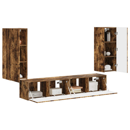 Set di Mobiletto da TV a Parete 4 pcs Rovere fumÃ©