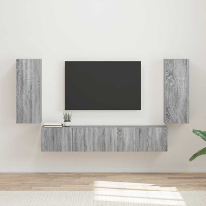 Set di Mobiletto da TV a Parete 4 pcs Grigio Sonoma