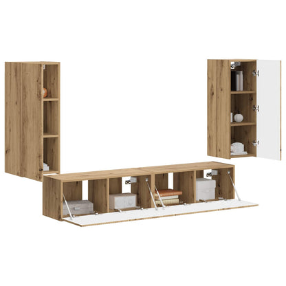 Set di Mobiletto da TV a Parete 4 pcs Rovere artigianale