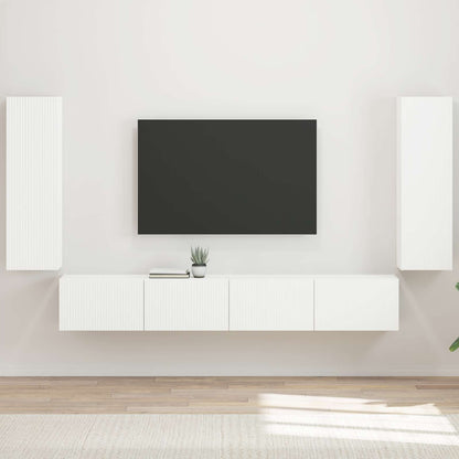 Set di Mobiletto da TV a Parete 4 pcs Bianco Legno multistrato