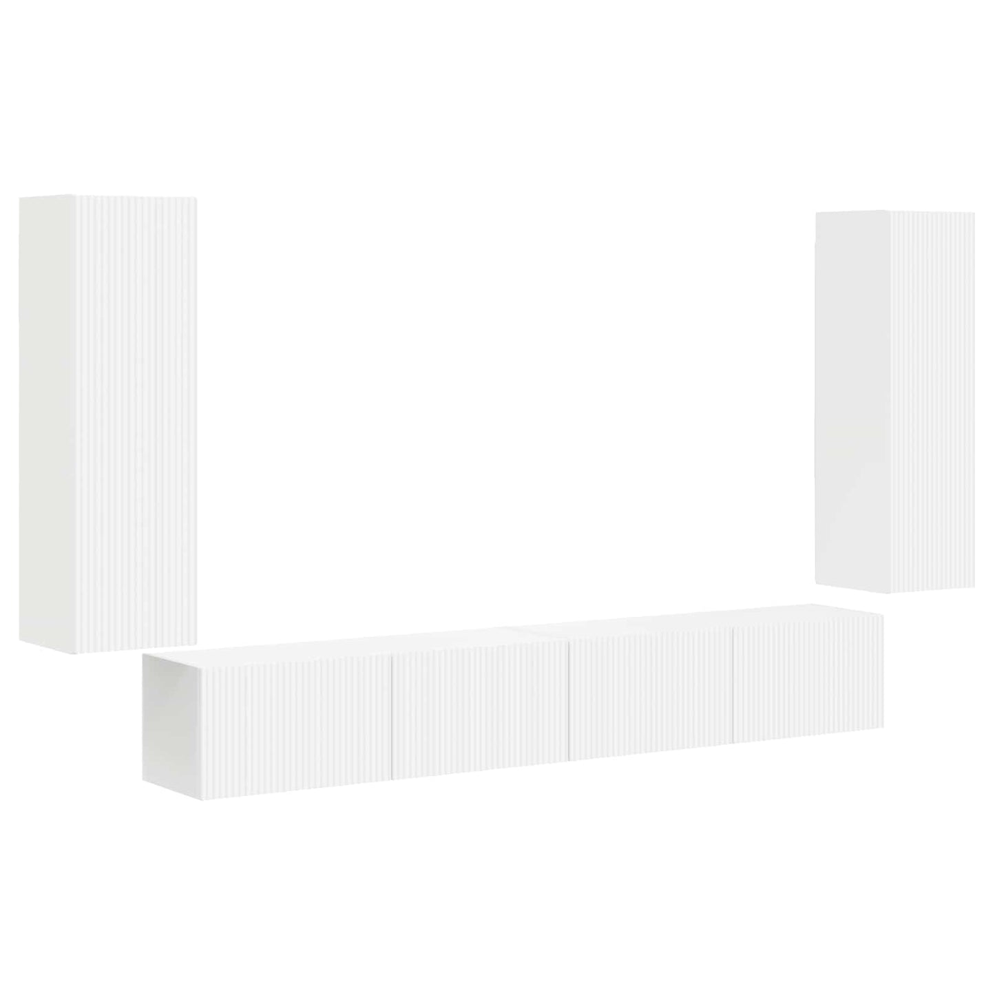 Set di Mobiletto da TV a Parete 4 pcs Bianco Legno multistrato