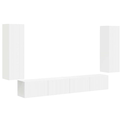 Set di Mobiletto da TV a Parete 4 pcs Bianco Legno multistrato