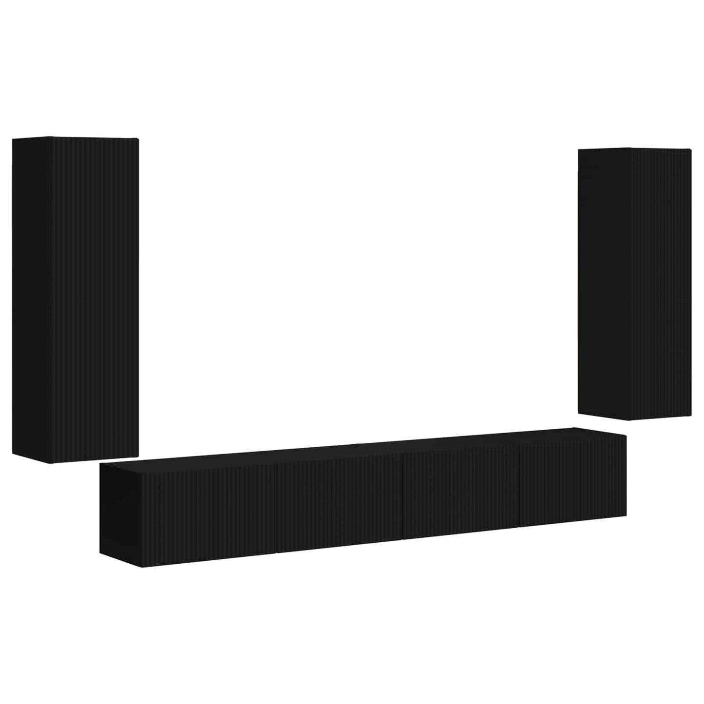 Set di Mobiletto da TV a Parete 4 pcs Nero Legno multistrato