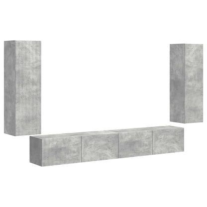 Set di Mobiletto da TV a Parete 4 pcs Grigio cemento