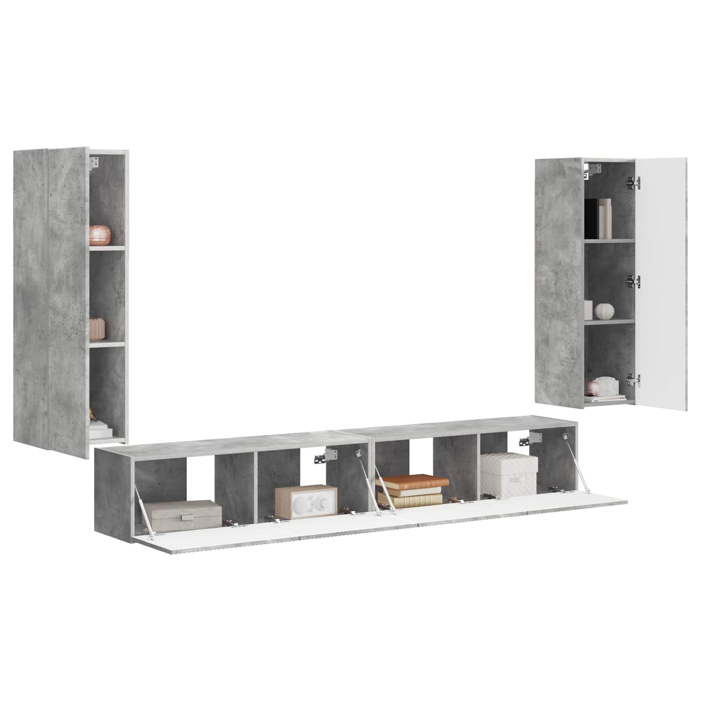 Set di Mobiletto da TV a Parete 4 pcs Grigio cemento