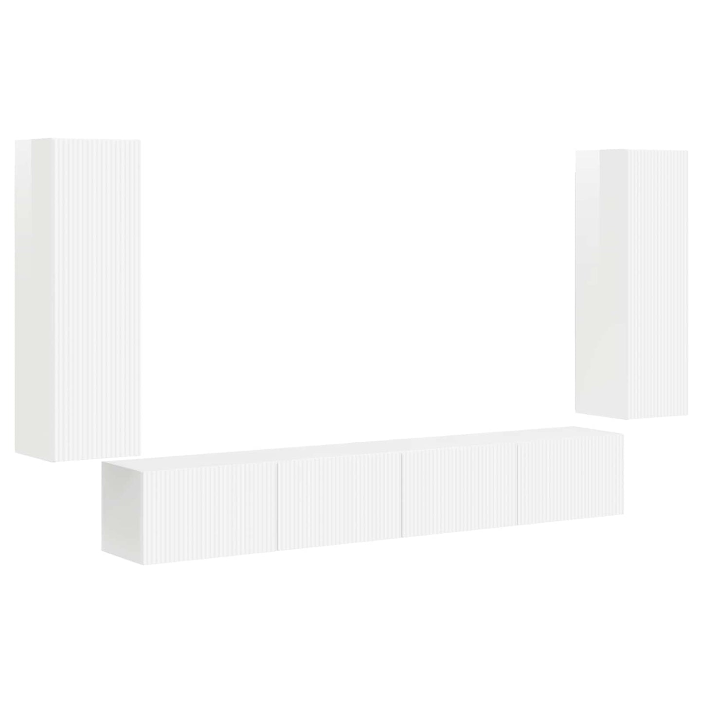 Set di Mobiletto da TV a Parete 4 pcs Bianco Lucido