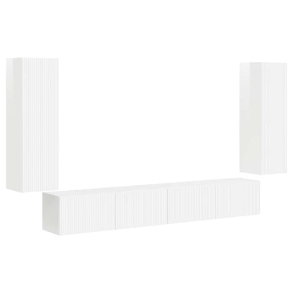 Set di Mobiletto da TV a Parete 4 pcs Bianco Lucido