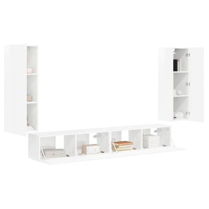 Set di Mobiletto da TV a Parete 4 pcs Bianco Lucido