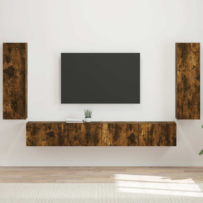 Set di Mobiletto da TV a Parete 4 pcs Rovere fumÃ©