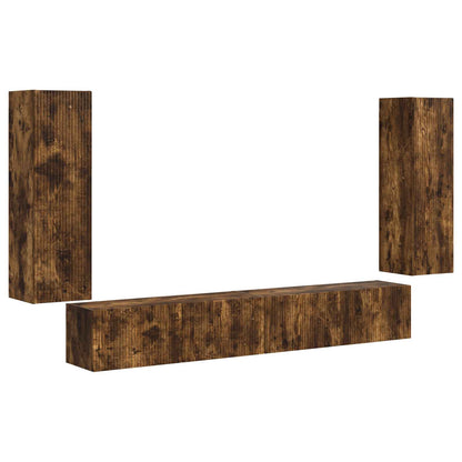 Set di Mobiletto da TV a Parete 4 pcs Rovere fumÃ©