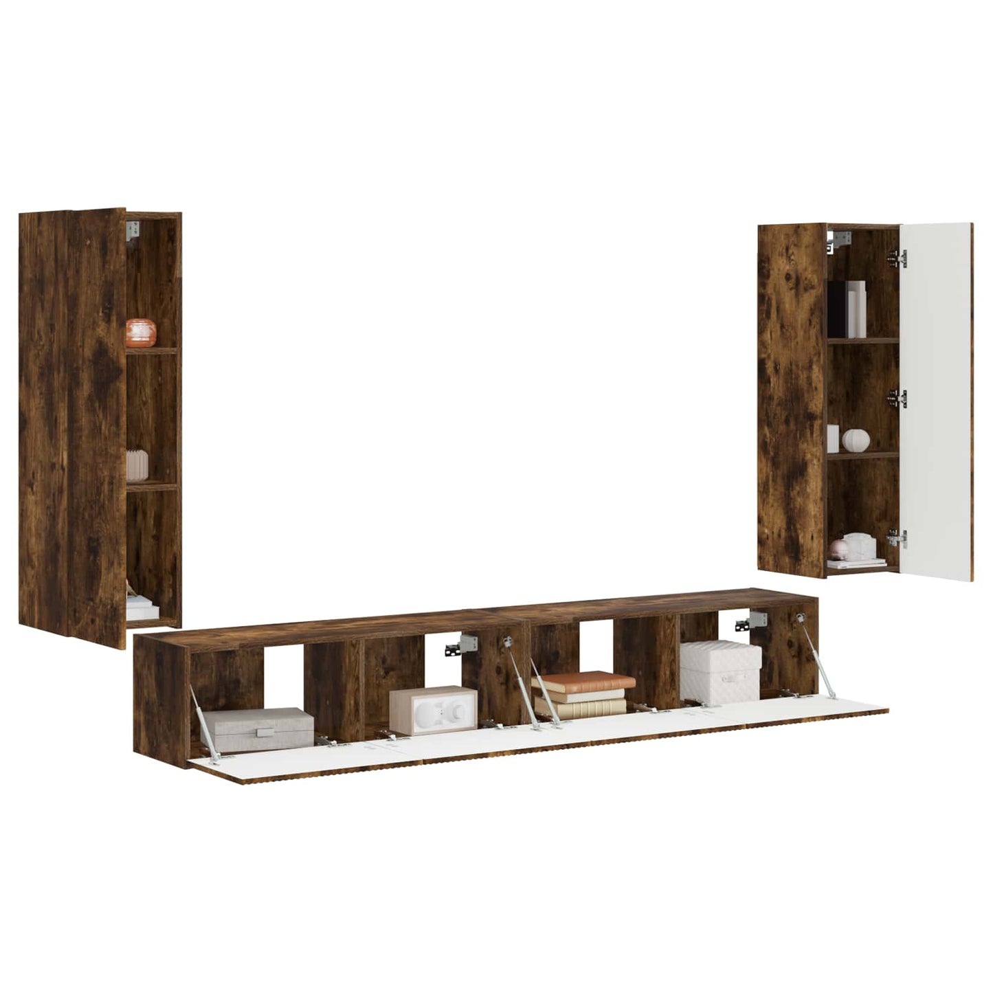 Set di Mobiletto da TV a Parete 4 pcs Rovere fumÃ©