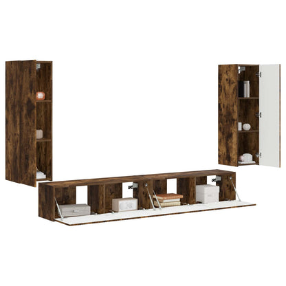 Set di Mobiletto da TV a Parete 4 pcs Rovere fumÃ©