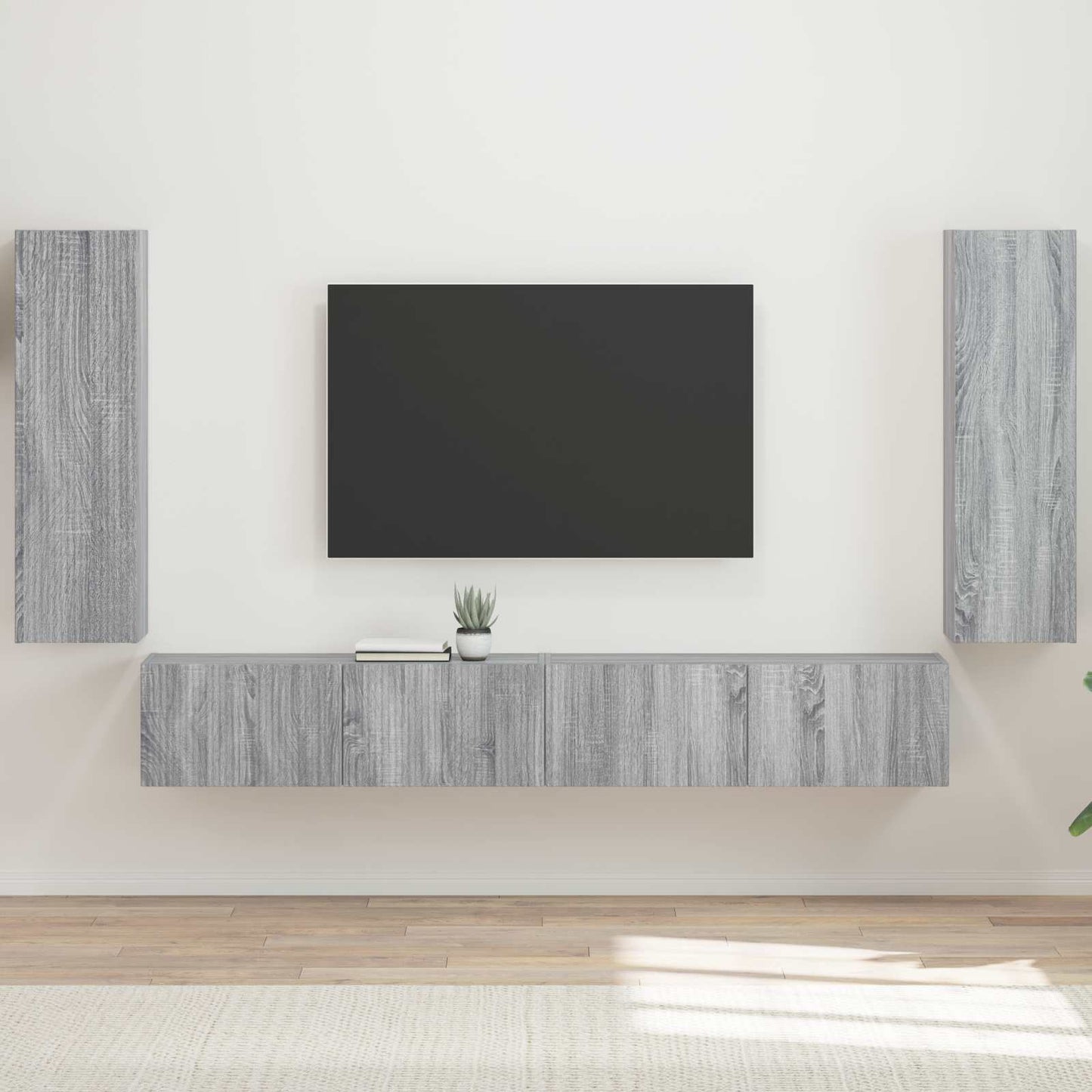 Set di Mobiletto da TV a Parete 4 pcs Grigio Sonoma