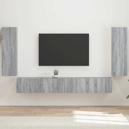 Set di Mobiletto da TV a Parete 4 pcs Grigio Sonoma