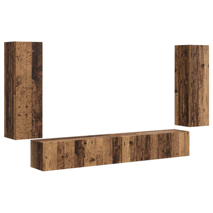 Set di Mobiletto da TV a Parete 4 pcs Legno vecchio