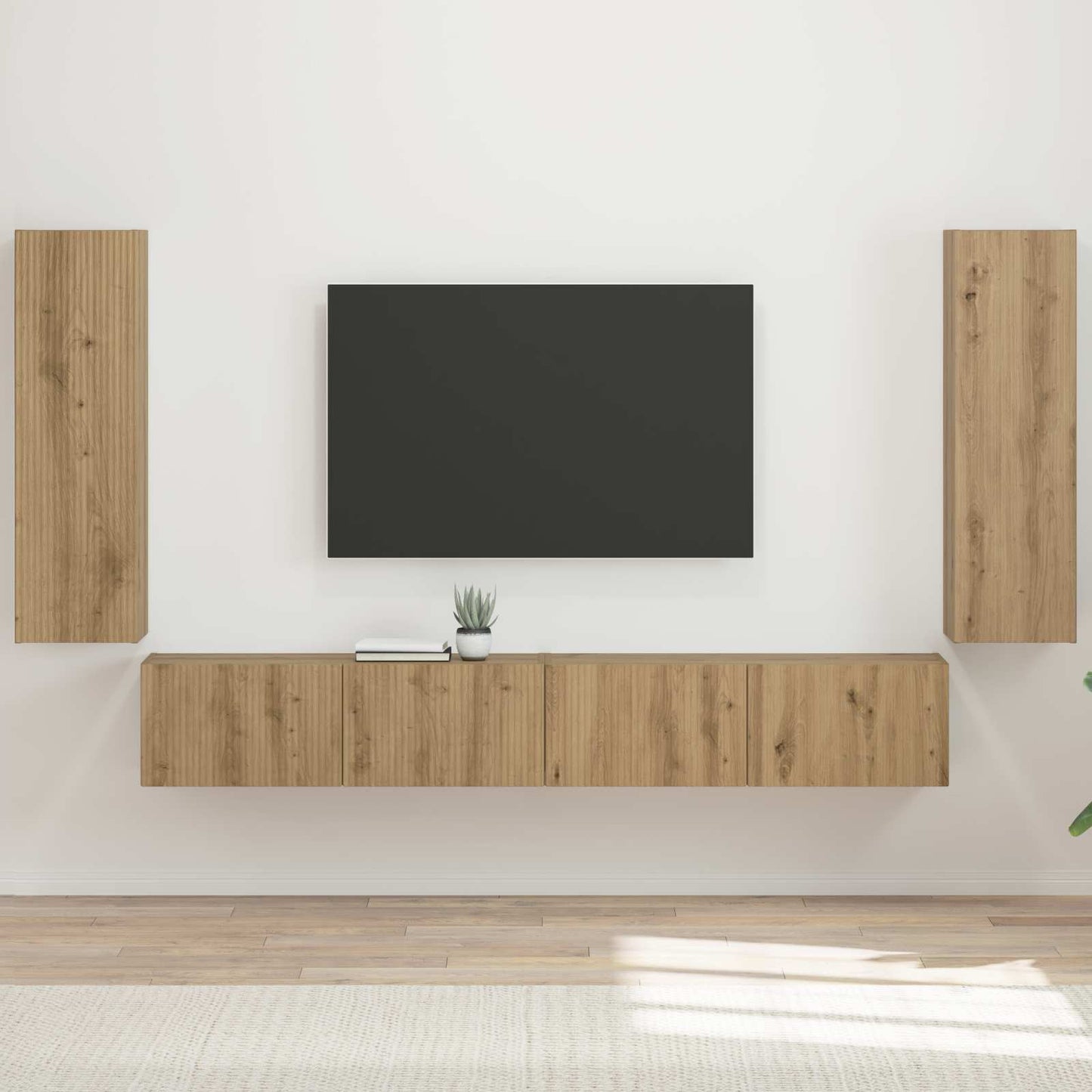 Set di Mobiletto da TV a Parete 4 pcs Rovere artigianale