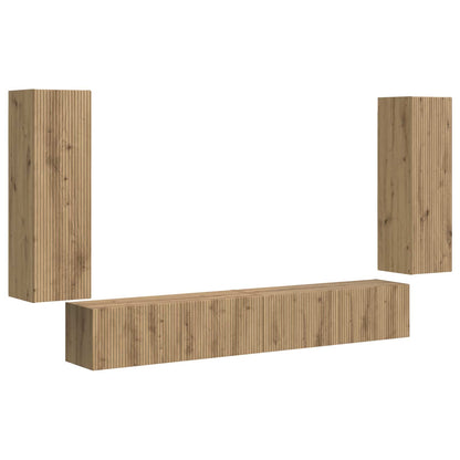Set di Mobiletto da TV a Parete 4 pcs Rovere artigianale