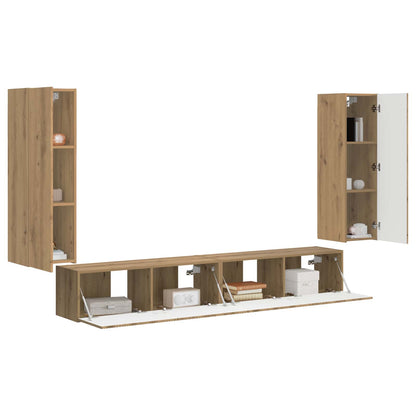 Set di Mobiletto da TV a Parete 4 pcs Rovere artigianale
