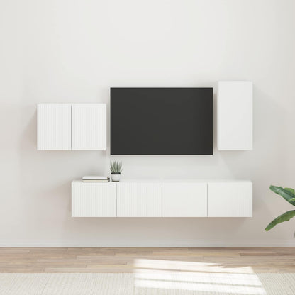 Set di Mobiletto da TV a Parete 4 pcs Bianco Legno multistrato