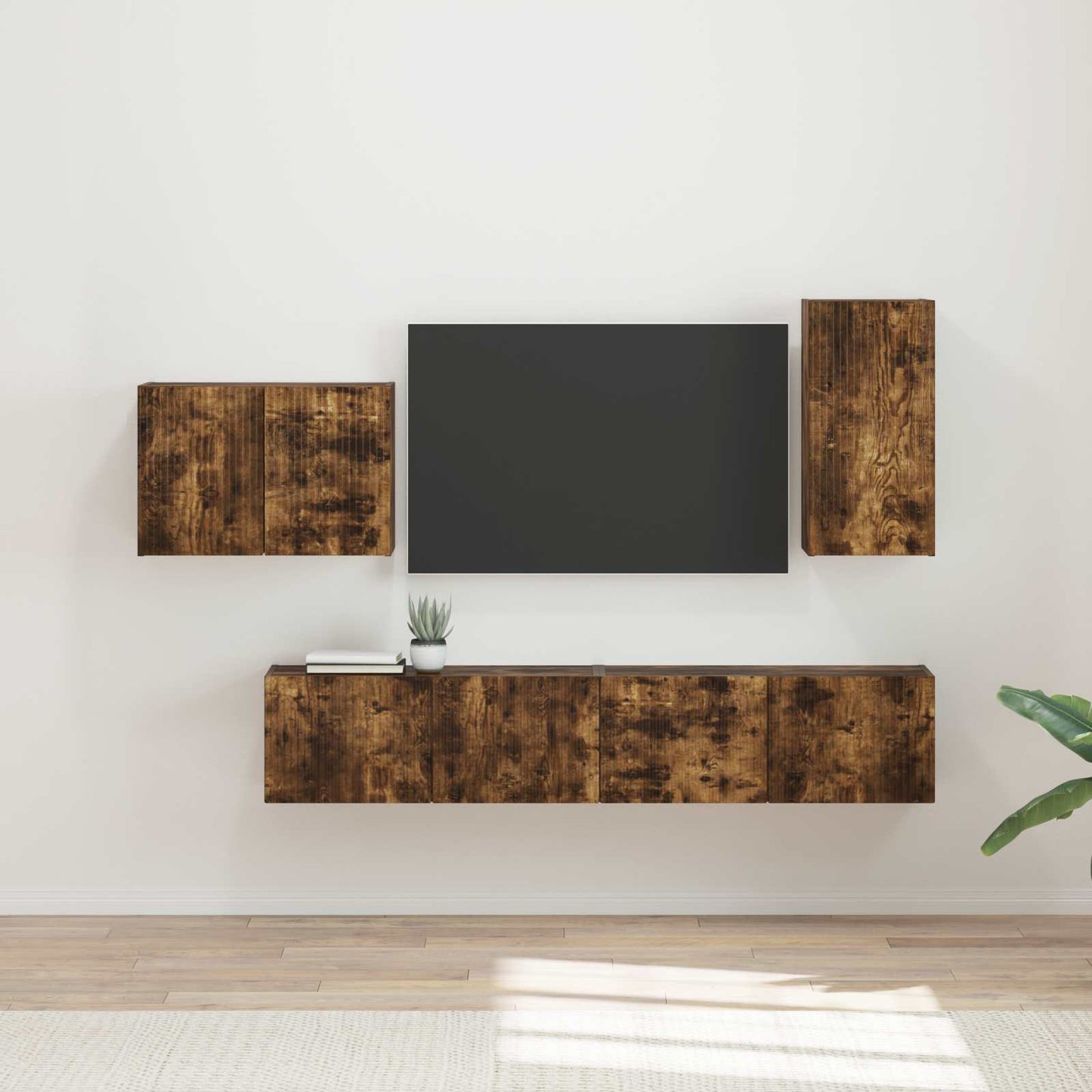 Set di Mobiletto da TV a Parete 4 pcs Rovere fumÃ©